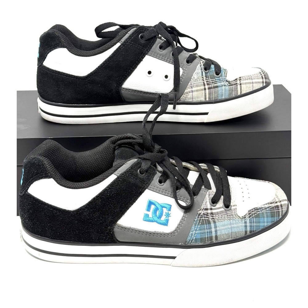 DC Skate shoes Pure XE Black Royal Plaid Mens 301722 Size 9.5